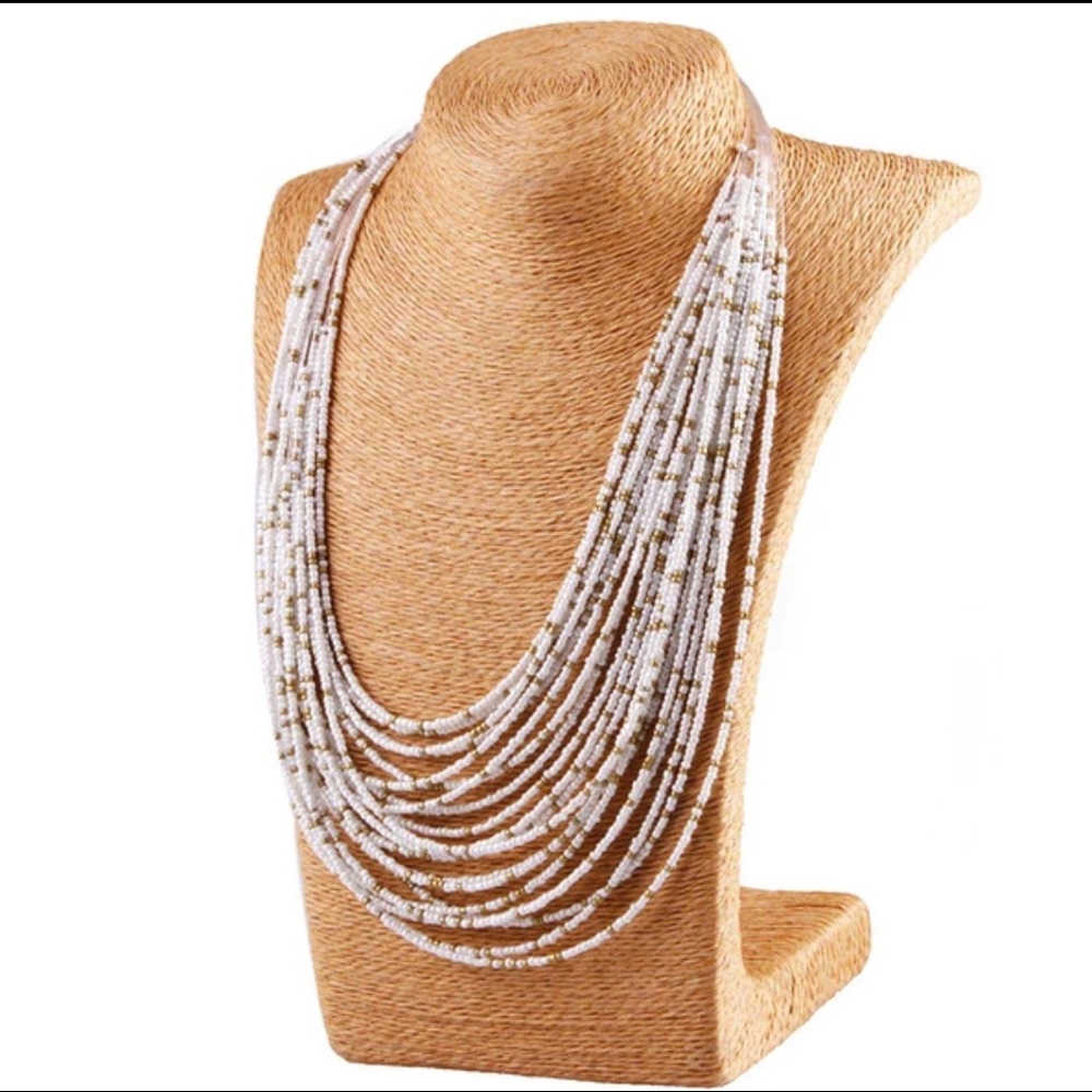🌈Beaded layered necklace WHITE🌈